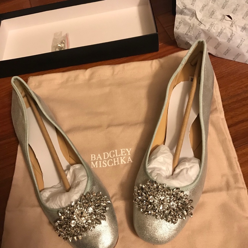 Badgley Mischka Silver Ballet Shoe